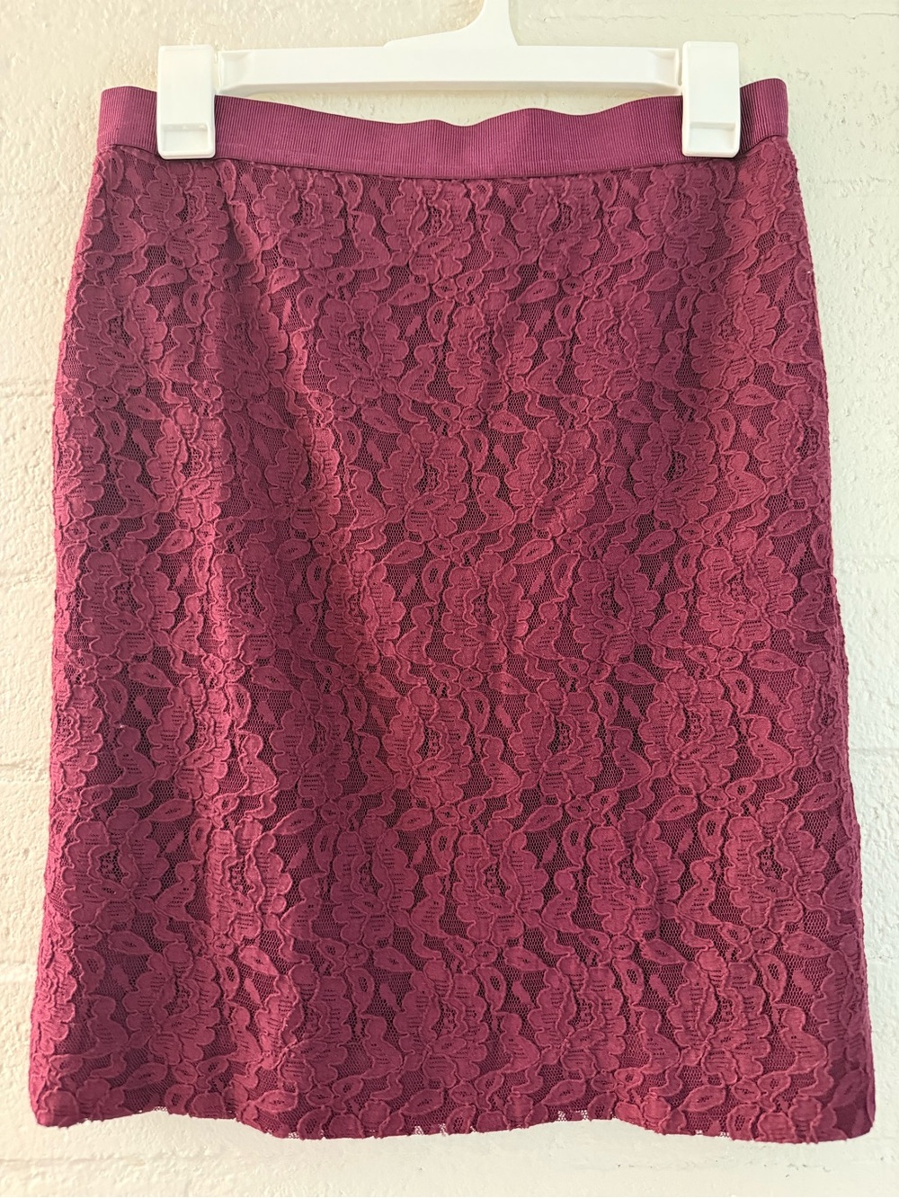Ann Taylor Lace Pencil Skirt, Bergundy